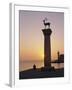 Entrance to Rhodes Harbour at Dawn, Rhodes, Dodecanese Islands, Greece, Europe-John Miller-Framed Photographic Print