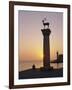 Entrance to Rhodes Harbour at Dawn, Rhodes, Dodecanese Islands, Greece, Europe-John Miller-Framed Photographic Print