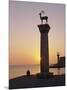 Entrance to Rhodes Harbour at Dawn, Rhodes, Dodecanese Islands, Greece, Europe-John Miller-Mounted Photographic Print