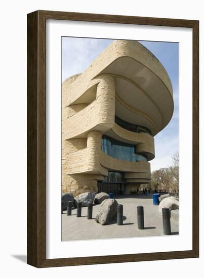 Entrance to Smithsonian National Museum of the American Indian in Washington-John Woodworth-Framed Photographic Print