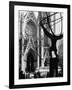 Entrance to St. Patrick's Visible Across Fifth Avenue, with Atlas Statue Silhouetted in Foreground-Andreas Feininger-Framed Photographic Print