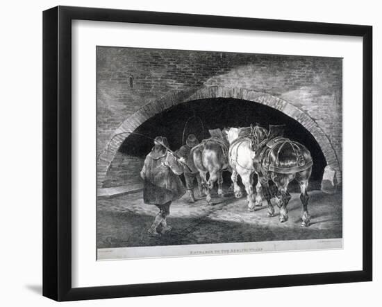 Entrance to the Adelphi Wharf Showing Work Horses and Two Men, Westminster, London, C1850-Charles Joseph Hullmandel-Framed Giclee Print