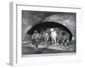 Entrance to the Adelphi Wharf Showing Work Horses and Two Men, Westminster, London, C1850-Charles Joseph Hullmandel-Framed Giclee Print