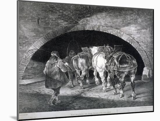 Entrance to the Adelphi Wharf Showing Work Horses and Two Men, Westminster, London, C1850-Charles Joseph Hullmandel-Mounted Giclee Print