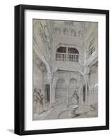 Entrance to the Baths at the Alhambra (Graphite and White Bodycolour with Brief Touches of Watercol-John Frederick Lewis-Framed Giclee Print