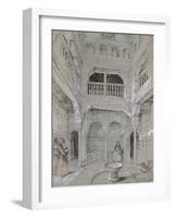 Entrance to the Baths at the Alhambra (Graphite and White Bodycolour with Brief Touches of Watercol-John Frederick Lewis-Framed Giclee Print