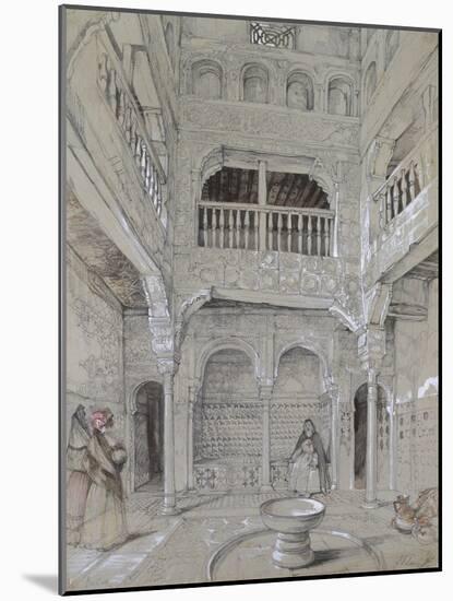 Entrance to the Baths at the Alhambra (Graphite and White Bodycolour with Brief Touches of Watercol-John Frederick Lewis-Mounted Giclee Print