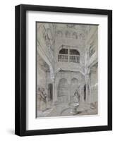Entrance to the Baths at the Alhambra (Graphite and White Bodycolour with Brief Touches of Watercol-John Frederick Lewis-Framed Giclee Print