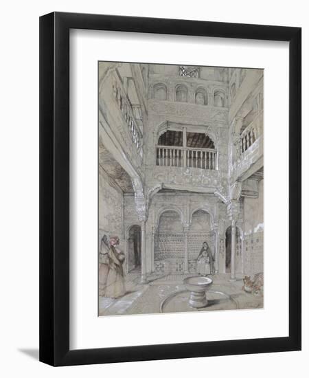 Entrance to the Baths at the Alhambra (Graphite and White Bodycolour with Brief Touches of Watercol-John Frederick Lewis-Framed Giclee Print