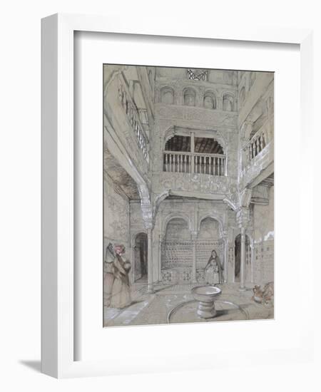 Entrance to the Baths at the Alhambra (Graphite and White Bodycolour with Brief Touches of Watercol-John Frederick Lewis-Framed Giclee Print