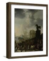 Entrance to the Capitol with the White Horse of the Newly Elected Pope-Johannes Lingelbach-Framed Art Print