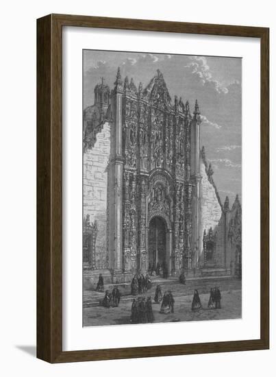 Entrance to the Cathedral of Mexico, c1890-null-Framed Giclee Print