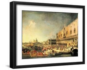 Entrance to The Ducal Palace of Count Gergy, Ambassador of France-Canaletto-Framed Art Print