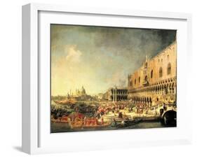 Entrance to The Ducal Palace of Count Gergy, Ambassador of France-Canaletto-Framed Art Print