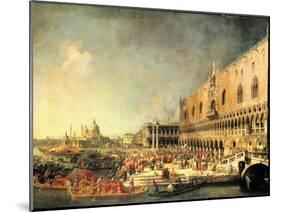Entrance to The Ducal Palace of Count Gergy, Ambassador of France-Canaletto-Mounted Art Print