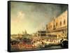 Entrance to The Ducal Palace of Count Gergy, Ambassador of France-Canaletto-Framed Stretched Canvas