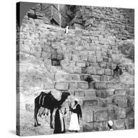 Entrance to the Great Pyramid of Giza, Egypt, 1905-Underwood & Underwood-Stretched Canvas