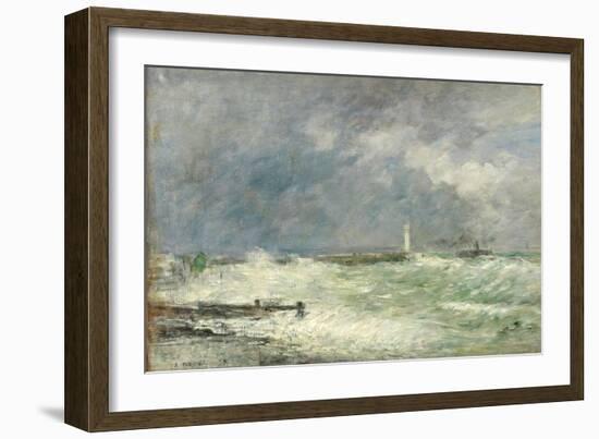 Entrance to the Harbour at Le Havre in Stormy Weather, 1895-Eugène Boudin-Framed Giclee Print