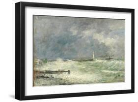 Entrance to the Harbour at Le Havre in Stormy Weather, 1895-Eugène Boudin-Framed Giclee Print