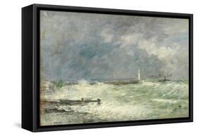 Entrance to the Harbour at Le Havre in Stormy Weather, 1895-Eugène Boudin-Framed Stretched Canvas