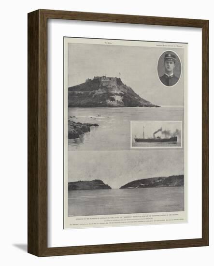 Entrance to the Harbour of Santiago De Cuba; with the Merrimac Which Was Sunk at the Narrowest Port-Charles Auguste Loye-Framed Giclee Print