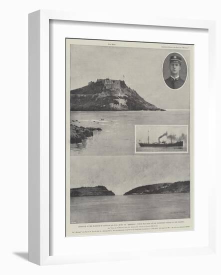 Entrance to the Harbour of Santiago De Cuba; with the Merrimac Which Was Sunk at the Narrowest Port-Charles Auguste Loye-Framed Giclee Print
