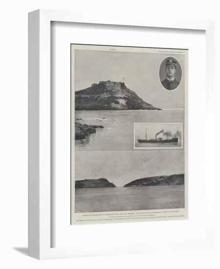 Entrance to the Harbour of Santiago De Cuba; with the Merrimac Which Was Sunk at the Narrowest Port-Charles Auguste Loye-Framed Giclee Print