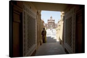 Entrance to the Jain Swaminarayan Temple, Gondal, Gujarat, India, Asia-Annie Owen-Stretched Canvas