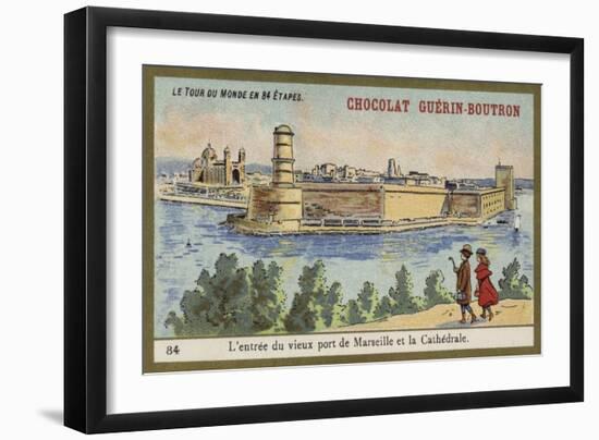 Entrance to the Old Port of Marseilles and the Cathedral-null-Framed Giclee Print