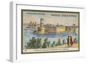 Entrance to the Old Port of Marseilles and the Cathedral-null-Framed Giclee Print