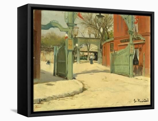 Entrance to the Park of the Moulin De La Galette-Santiago Rusiñol-Framed Stretched Canvas