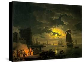 Entrance to the Port of Palermo by Moonlight, 1769-Claude Joseph Vernet-Stretched Canvas