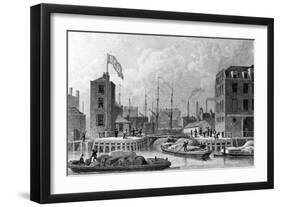 Entrance to the Regent's Canal, Limehouse, Engraved by F. J. Havell, 1828-Thomas Hosmer Shepherd-Framed Giclee Print