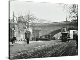 Entrance to the Tram Tunnel by Waterloo Bridge, London, 1908-null-Stretched Canvas