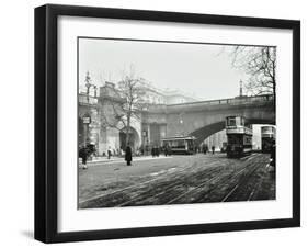 Entrance to the Tram Tunnel by Waterloo Bridge, London, 1908-null-Framed Premium Photographic Print