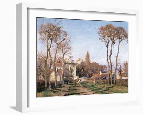 Entrance to the Village of Voisins-Camille Pissarro-Framed Art Print