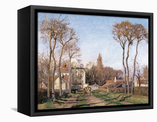 Entrance to the Village of Voisins-Camille Pissarro-Framed Stretched Canvas