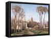 Entrance to the Village of Voisins-Camille Pissarro-Framed Stretched Canvas