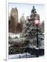 Entrance View to the Wollman Skating Rink of Central Park with a Snow Lamppost-Philippe Hugonnard-Framed Photographic Print