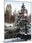 Entrance View to the Wollman Skating Rink of Central Park with a Snow Lamppost-Philippe Hugonnard-Mounted Photographic Print