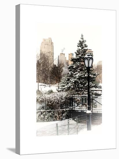 Entrance View to the Wollman Skating Rink of Central Park with a Snow Lamppost-Philippe Hugonnard-Stretched Canvas