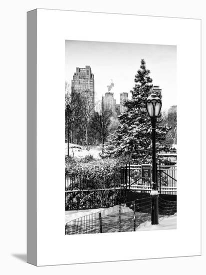 Entrance View to the Wollman Skating Rink of Central Park with a Snow Lamppost-Philippe Hugonnard-Stretched Canvas