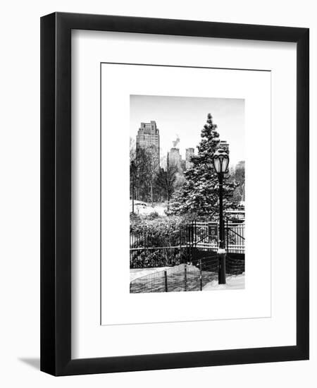 Entrance View to the Wollman Skating Rink of Central Park with a Snow Lamppost-Philippe Hugonnard-Framed Art Print