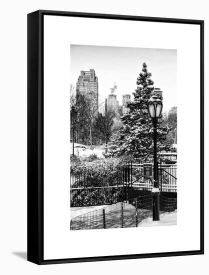 Entrance View to the Wollman Skating Rink of Central Park with a Snow Lamppost-Philippe Hugonnard-Framed Stretched Canvas