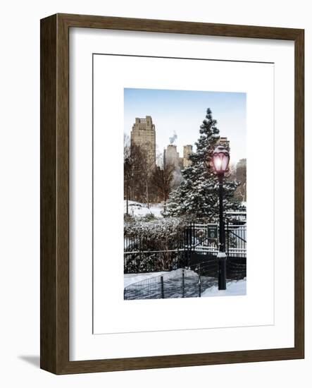 Entrance View to the Wollman Skating Rink of Central Park with a Snow Lamppost-Philippe Hugonnard-Framed Art Print