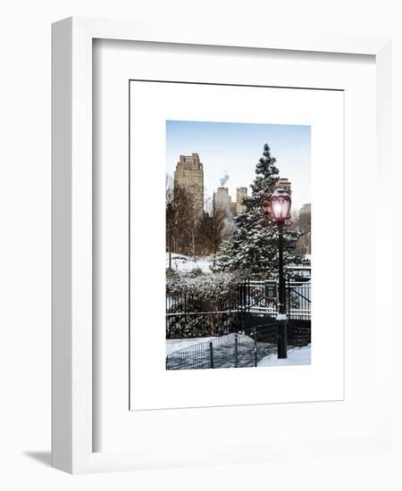 Entrance View to the Wollman Skating Rink of Central Park with a Snow Lamppost-Philippe Hugonnard-Framed Art Print