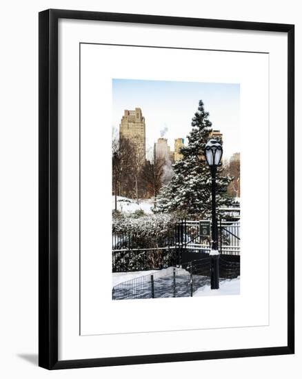 Entrance View to the Wollman Skating Rink of Central Park with a Snow Lamppost-Philippe Hugonnard-Framed Art Print