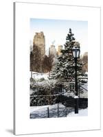 Entrance View to the Wollman Skating Rink of Central Park with a Snow Lamppost-Philippe Hugonnard-Stretched Canvas