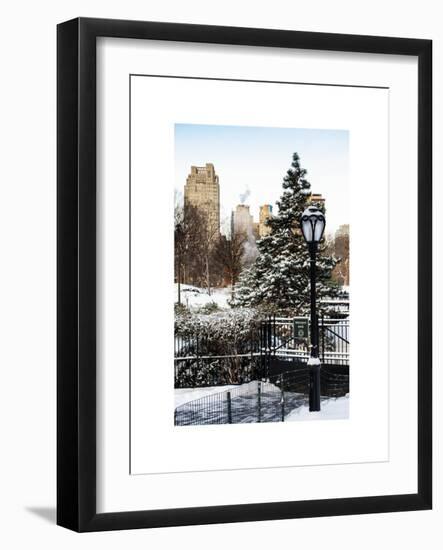 Entrance View to the Wollman Skating Rink of Central Park with a Snow Lamppost-Philippe Hugonnard-Framed Art Print