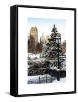 Entrance View to the Wollman Skating Rink of Central Park with a Snow Lamppost-Philippe Hugonnard-Framed Stretched Canvas